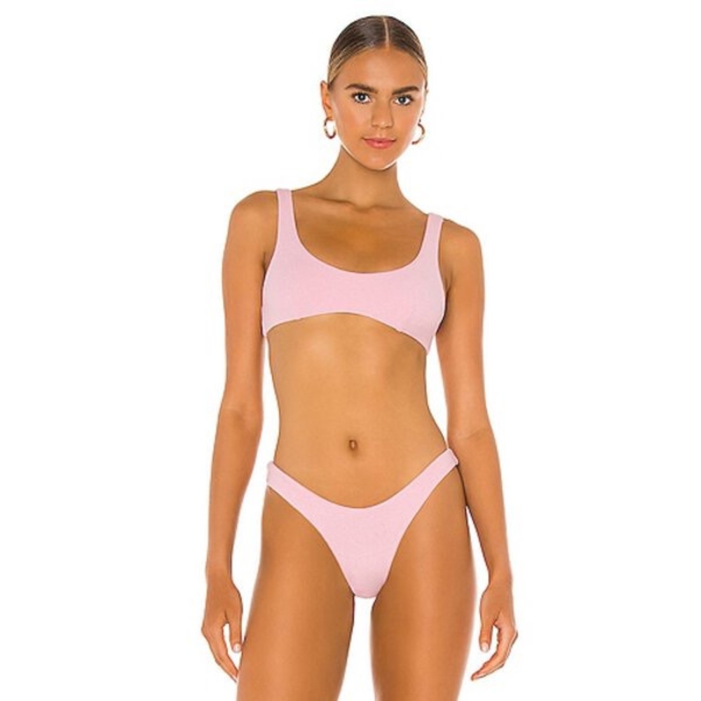 (A21) It's Now Cool 90's Crop‎ Bikini Top in Pastel Pink Terry, Size XL, NWT